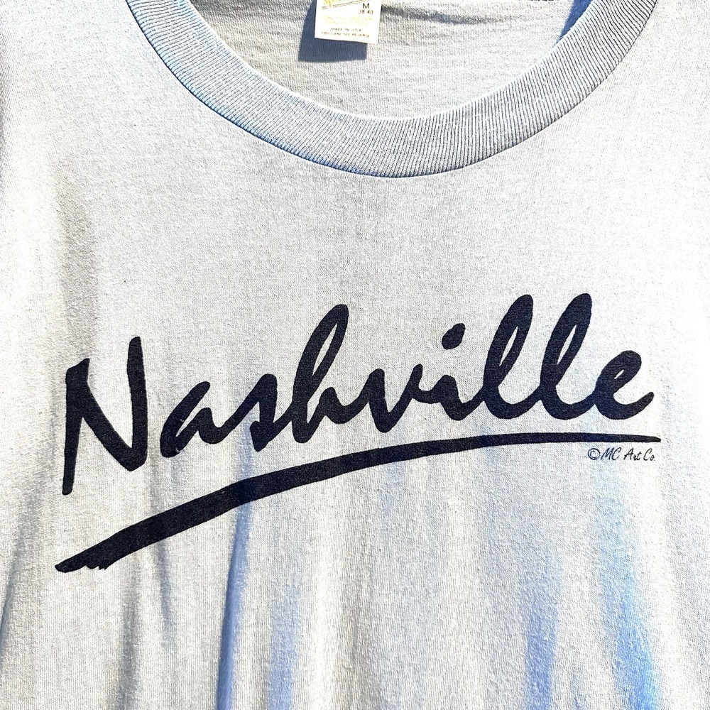 Vintage 70s Nashville Music City Single Stitch T Shirt Made in USA Blue - Picture 4 of 10